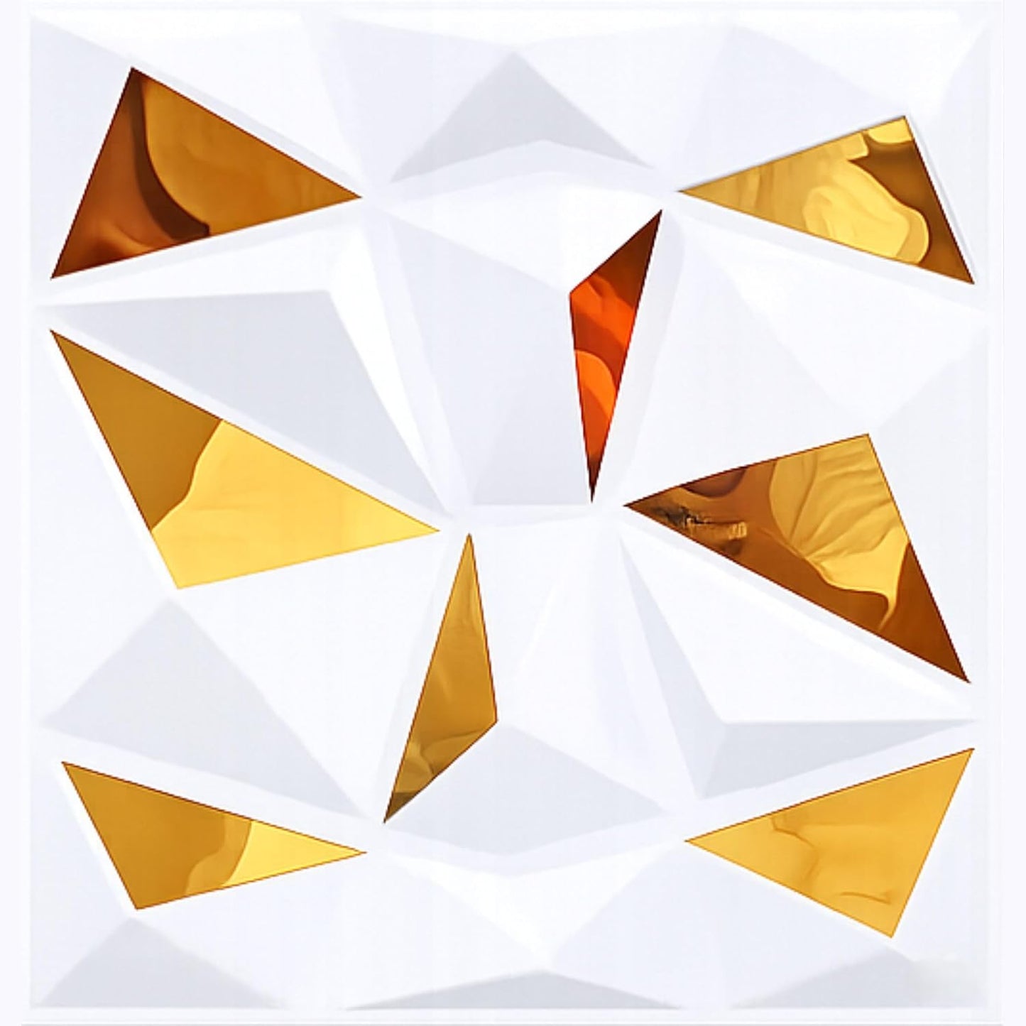 White Gold Mirror 3D Wall Panels Diamond Design

