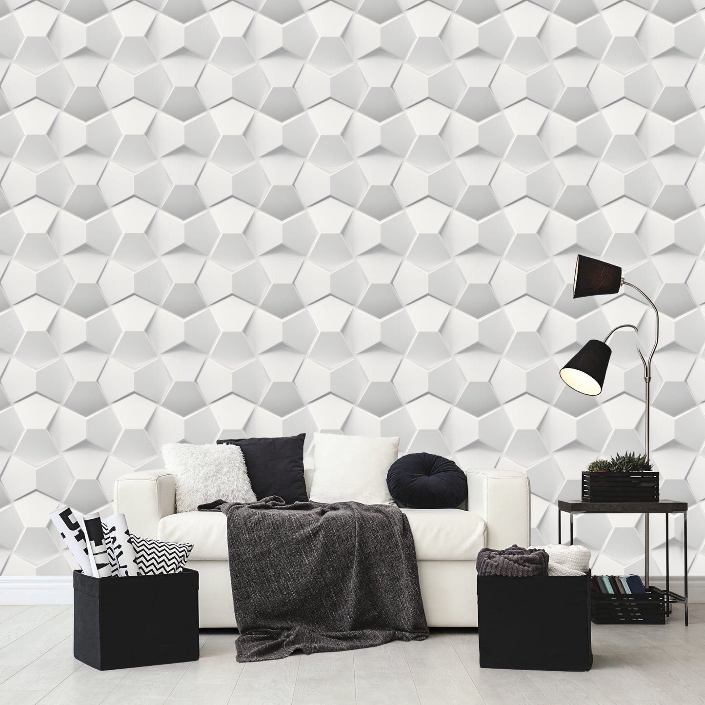 white 3D Wall Panels Small Diamond Design