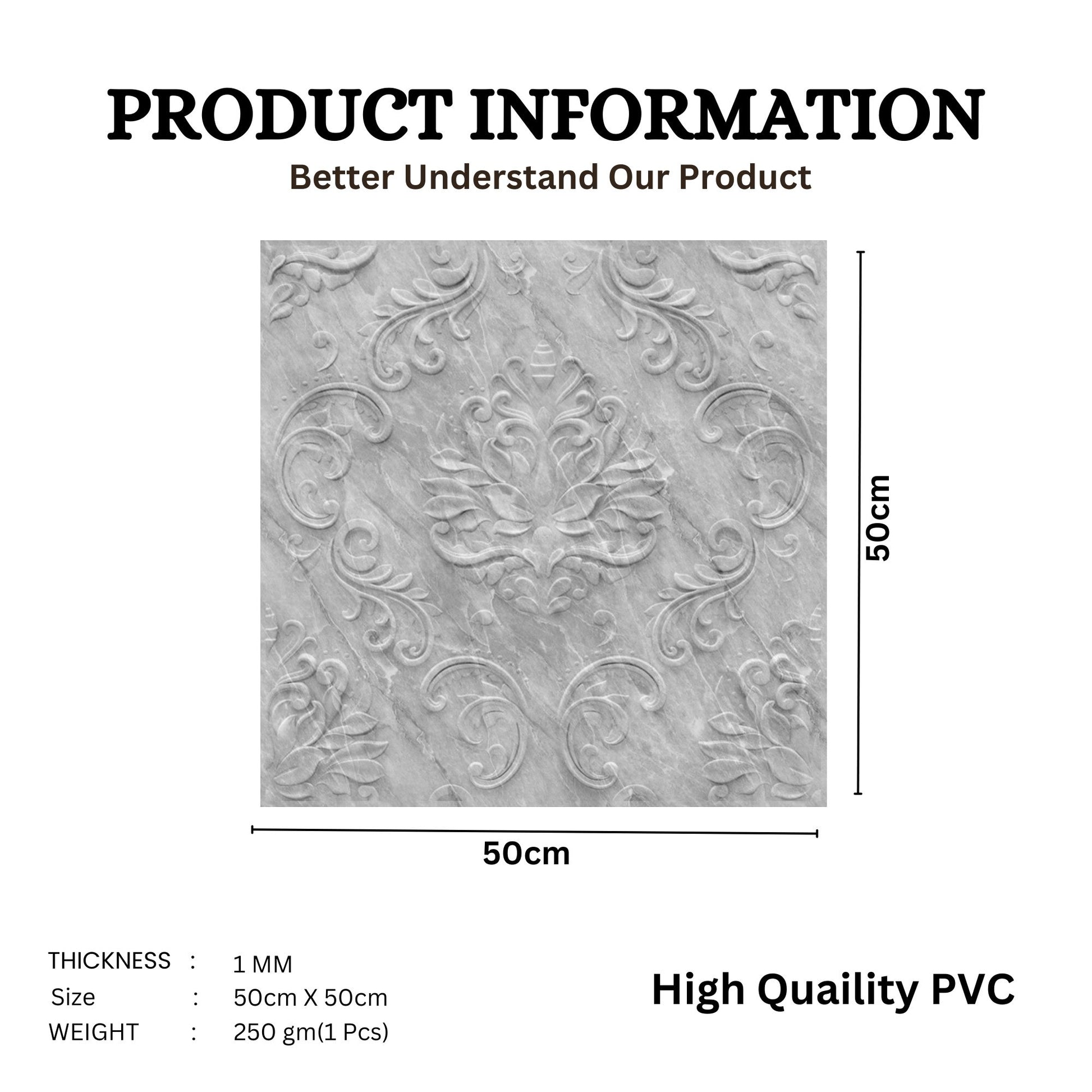 White Marble Self Adhesive Panels Damask Design
