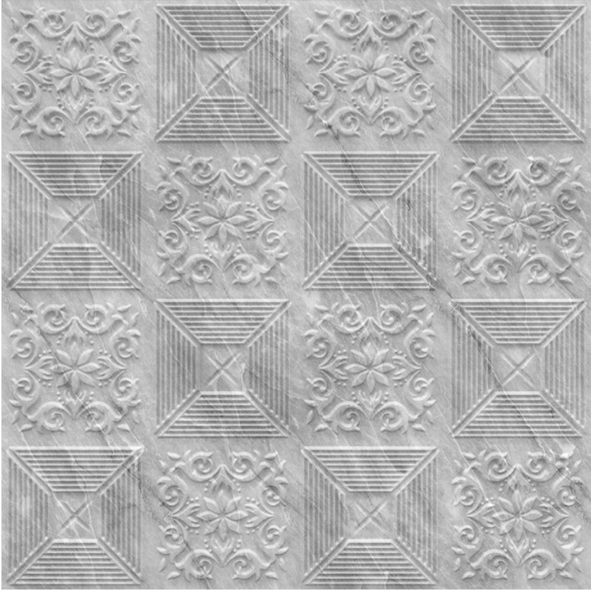 White Marble Self Adhesive Wall Panels Flower Design