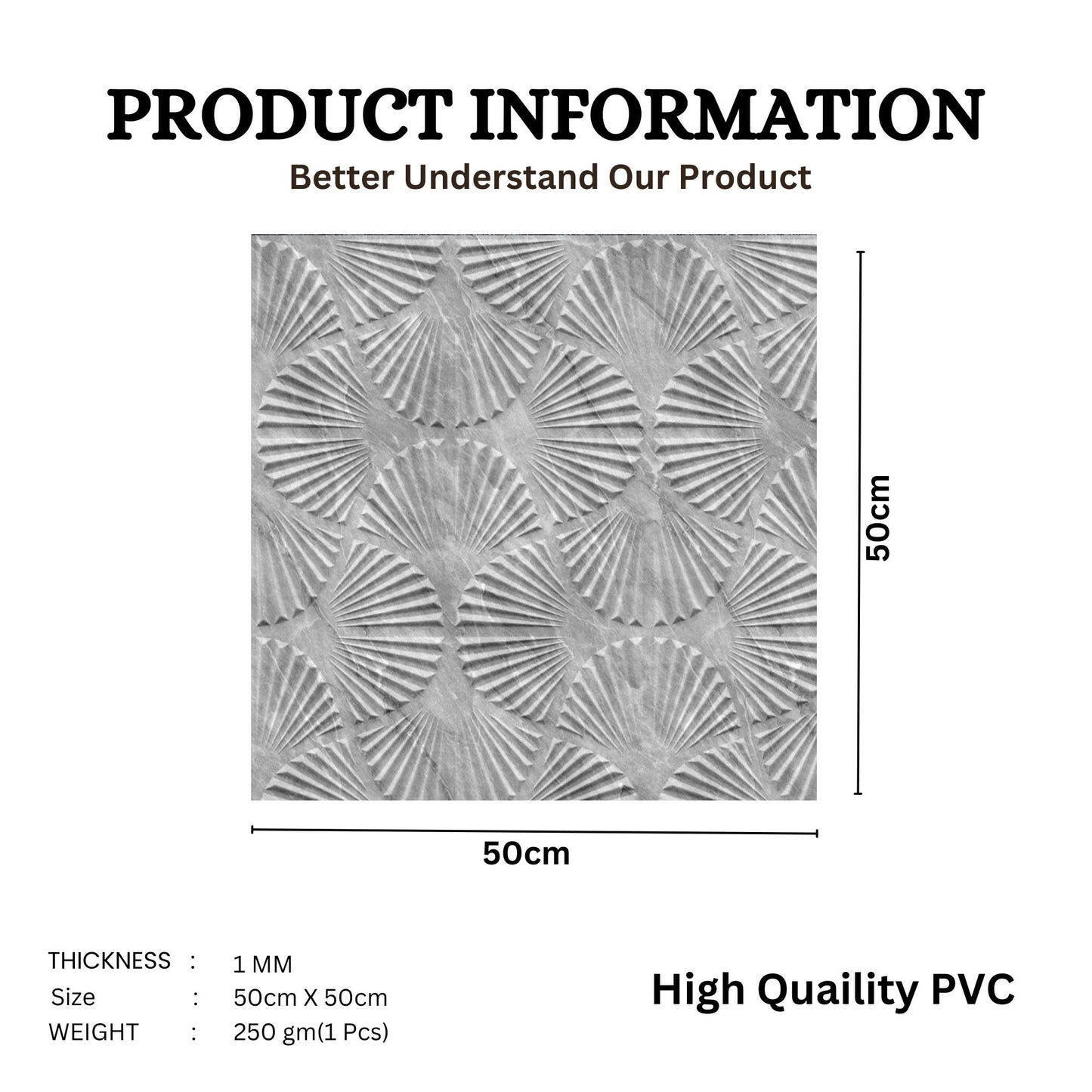 White Marble Self Adhesive Panels Hand Fan Design