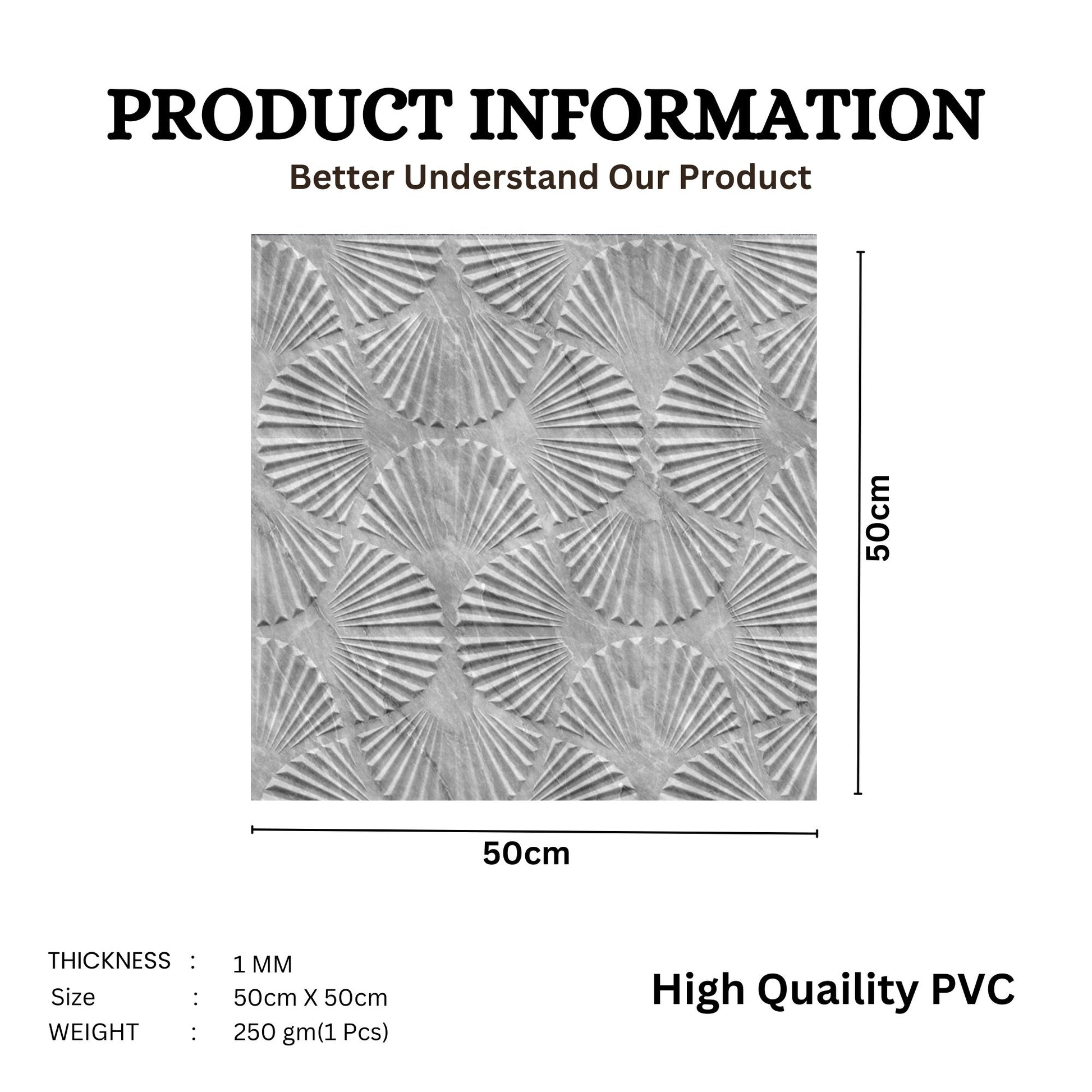 White Marble Self Adhesive Panels Hand Fan Design