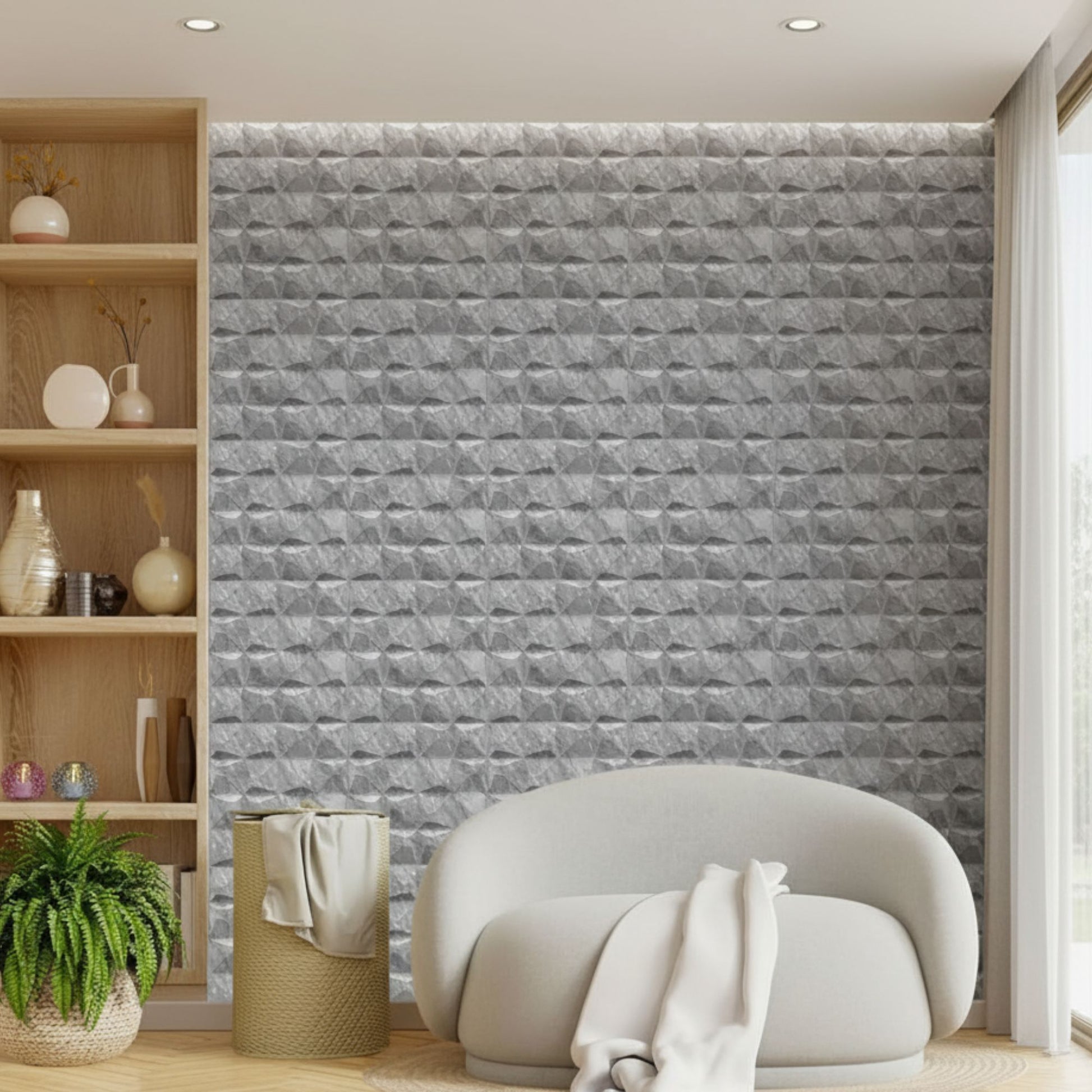 White Marble 3D Wall Panels Pixel Design