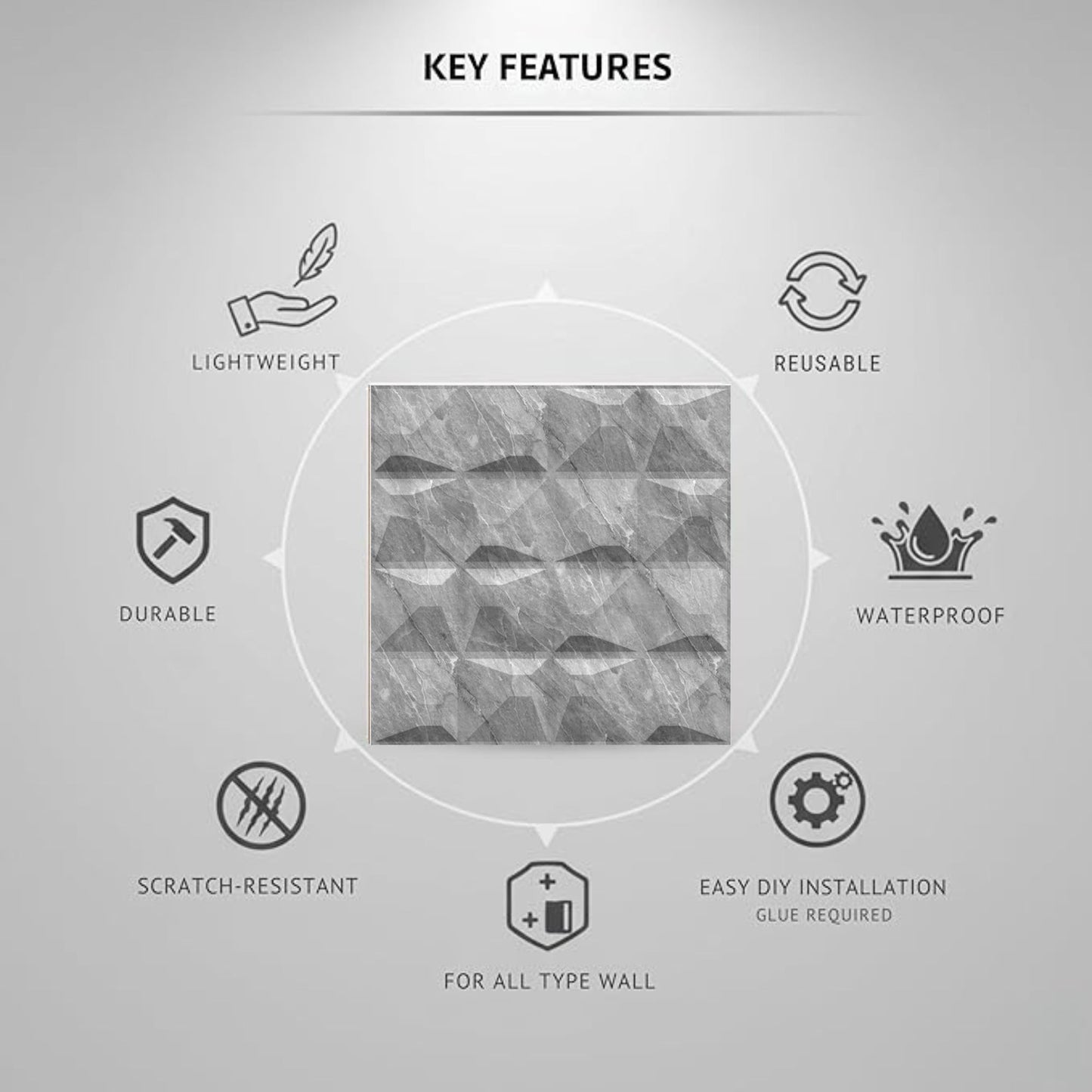 White Marble 3D Wall Panels Pixel Design