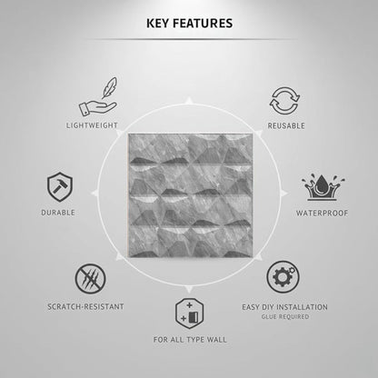 White Marble 3D Wall Panels Pixel Design