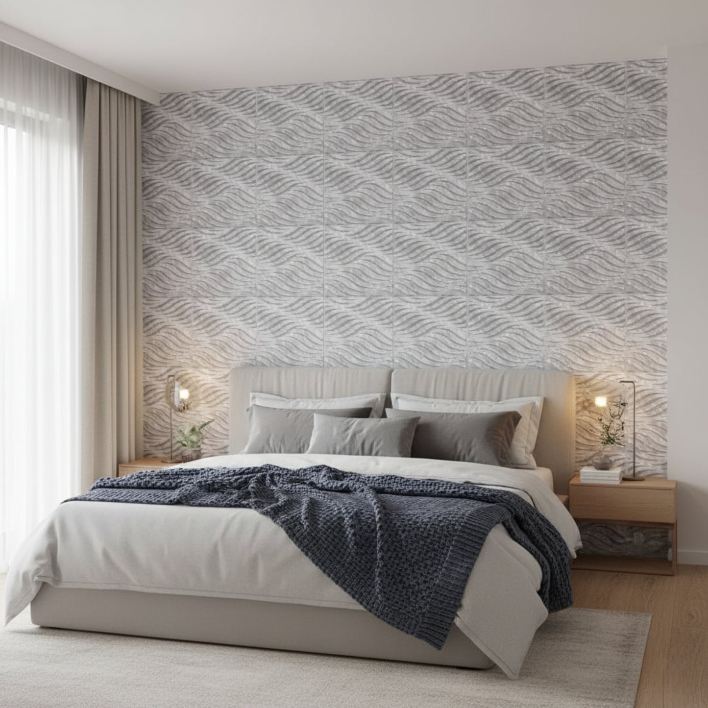White Marble 3D Wall Panels Swirl Design