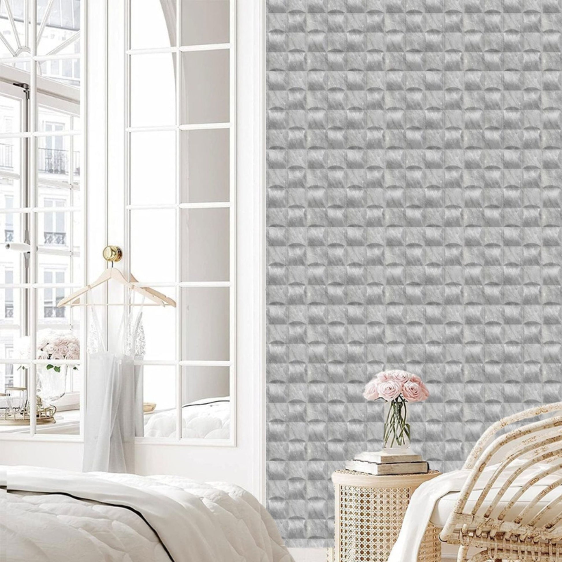 White Marble Block Design 3D Wall Panel View-1