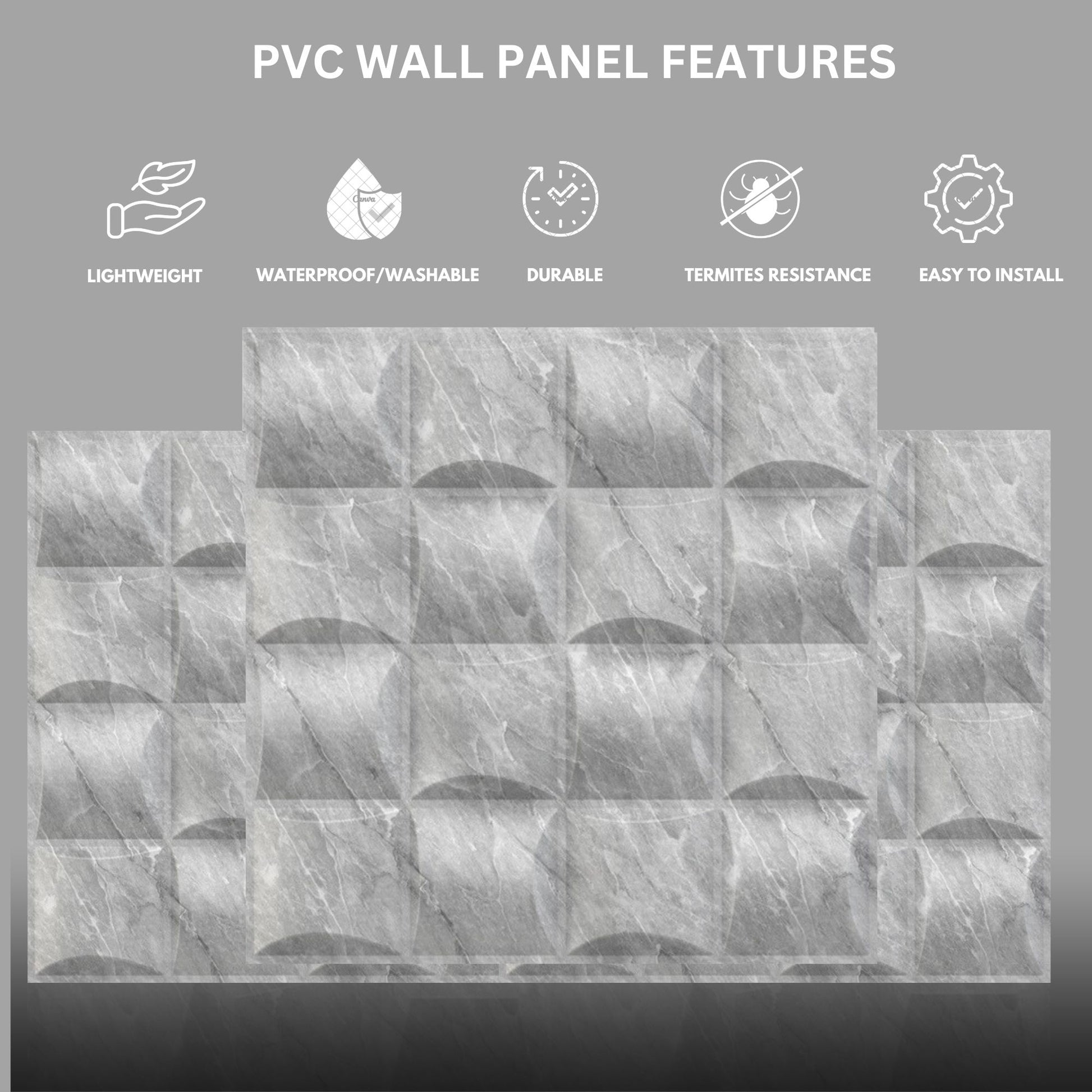 White Marble Block Design 3D Wall Panel View-2