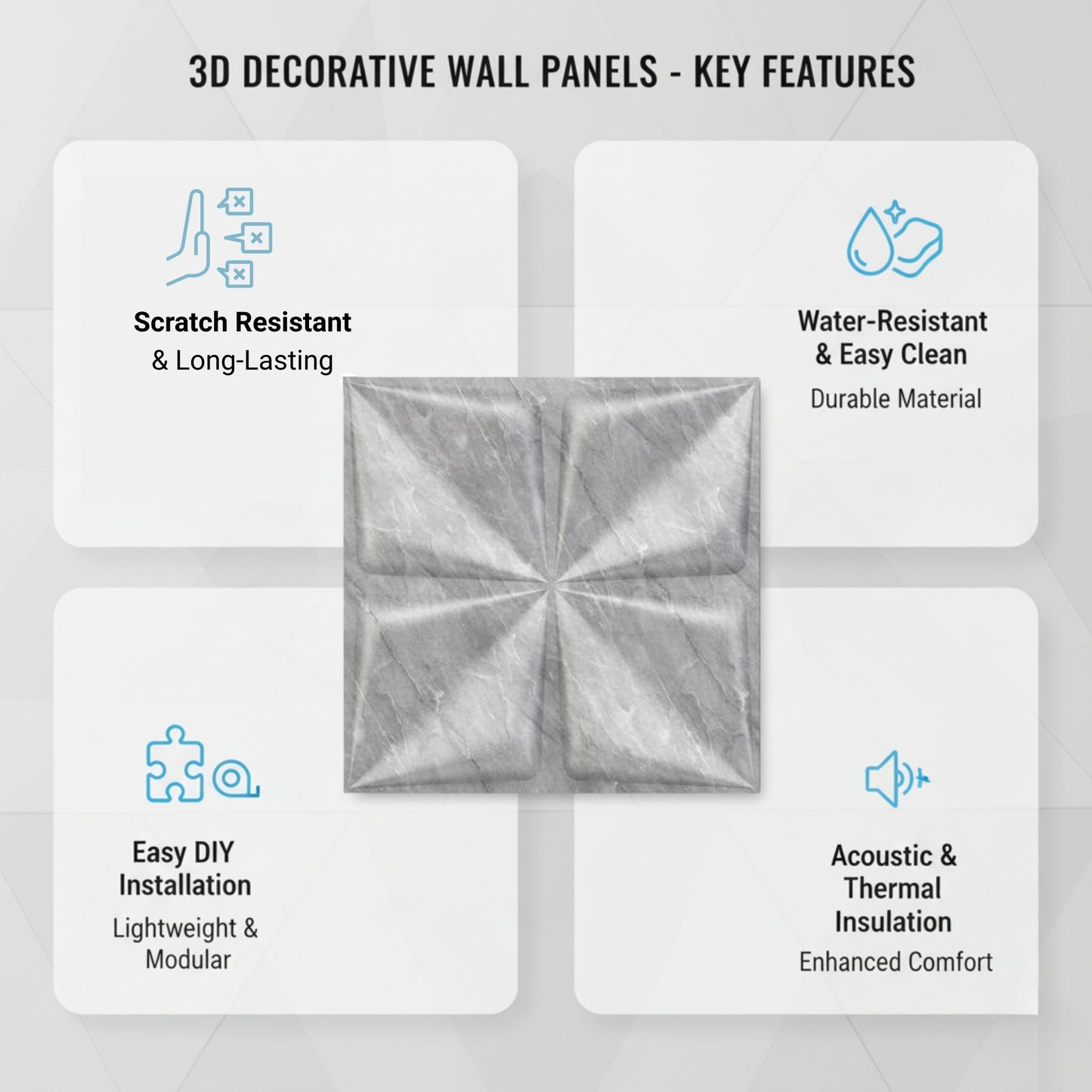White Marble Bloom Design 3D Wall Panel View-2