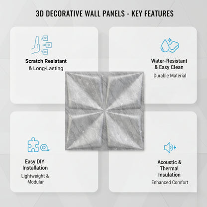 White Marble Bloom Design 3D Wall Panel View-2