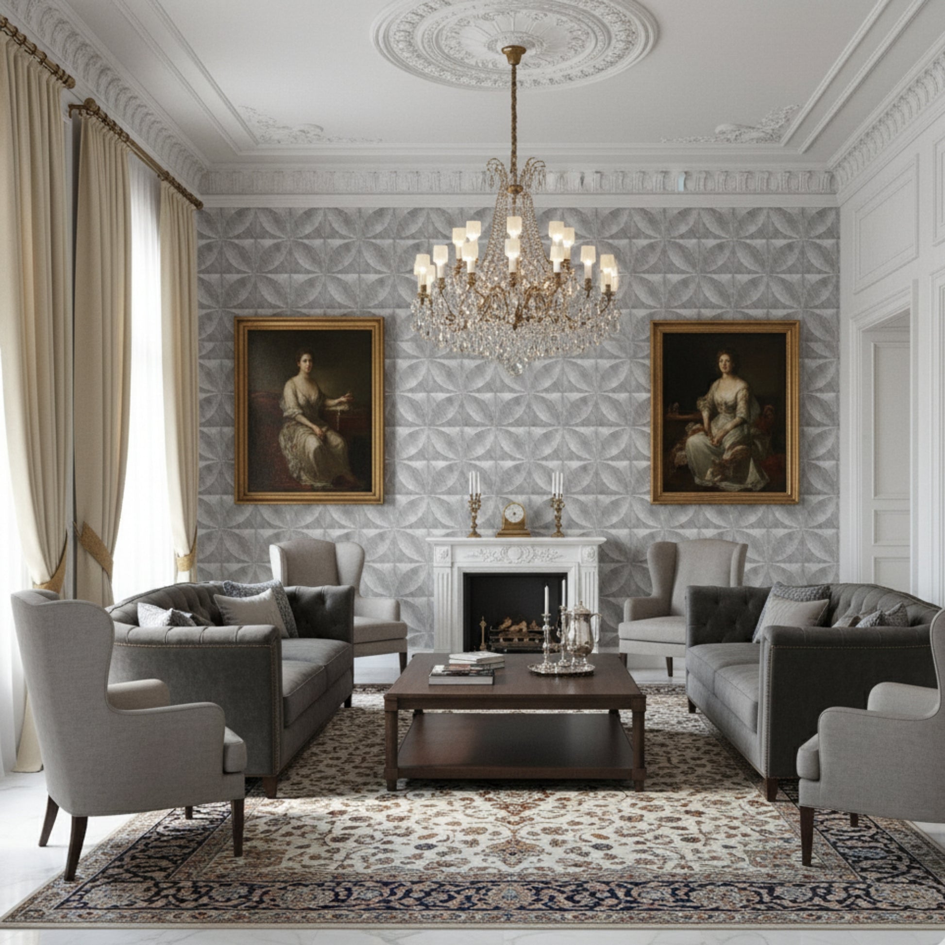 White Marble 3D Wall Panels Butterfly Design