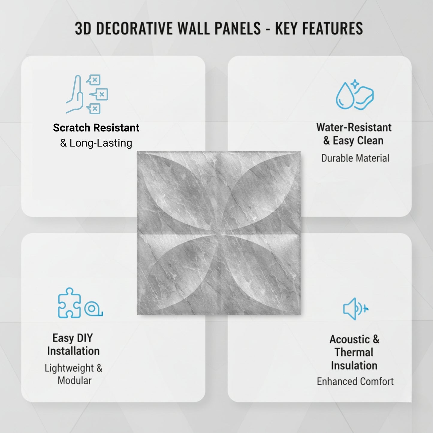 White Marble 3D Wall Panels Butterfly Design