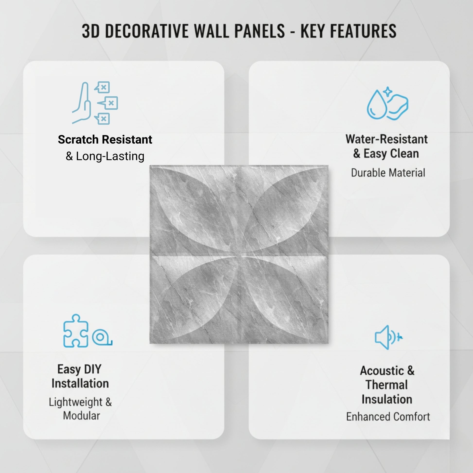 White Marble 3D Wall Panels Butterfly Design
