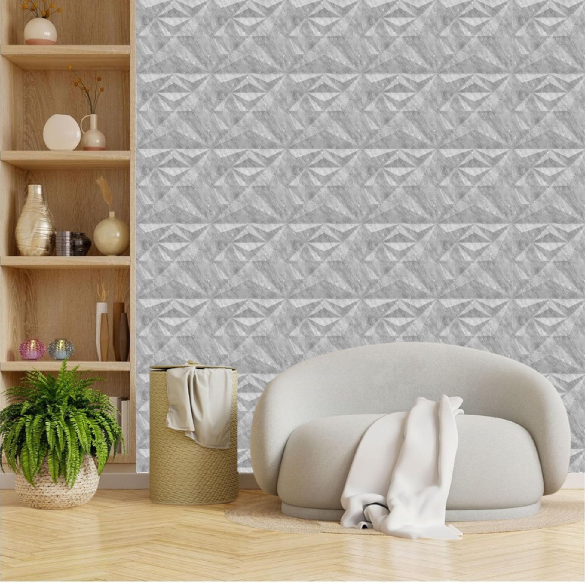 White Marble Diamond Design 3D Wall Panel-2
