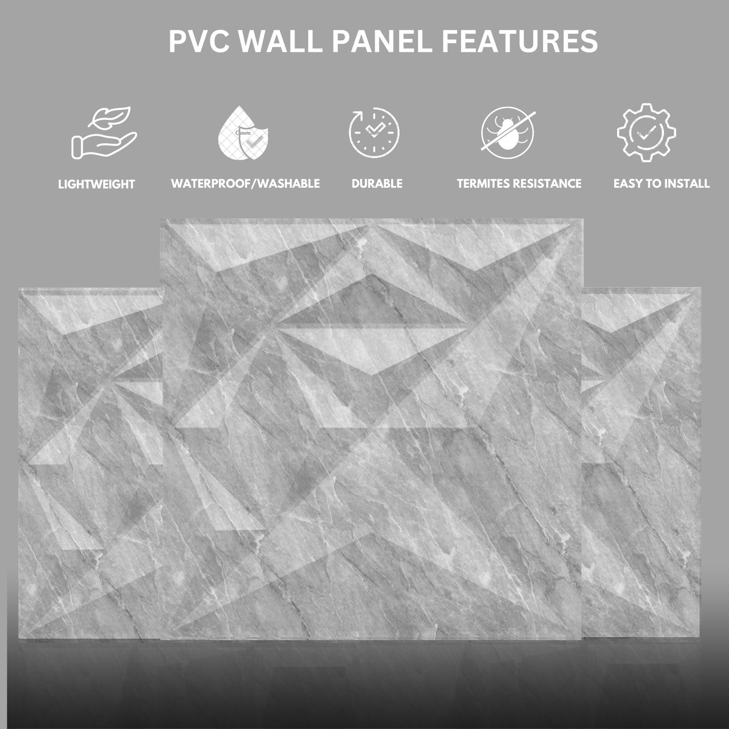 White Marble Diamond Design 3D Wall Panel-4