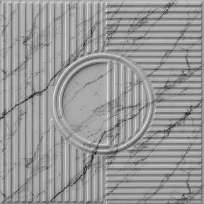 White Marble Self Adhesive PVC wall Panels Fluted Circle Design
