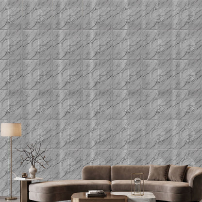White Marble Self Adhesive PVC wall Panels Fluted Circle Design
