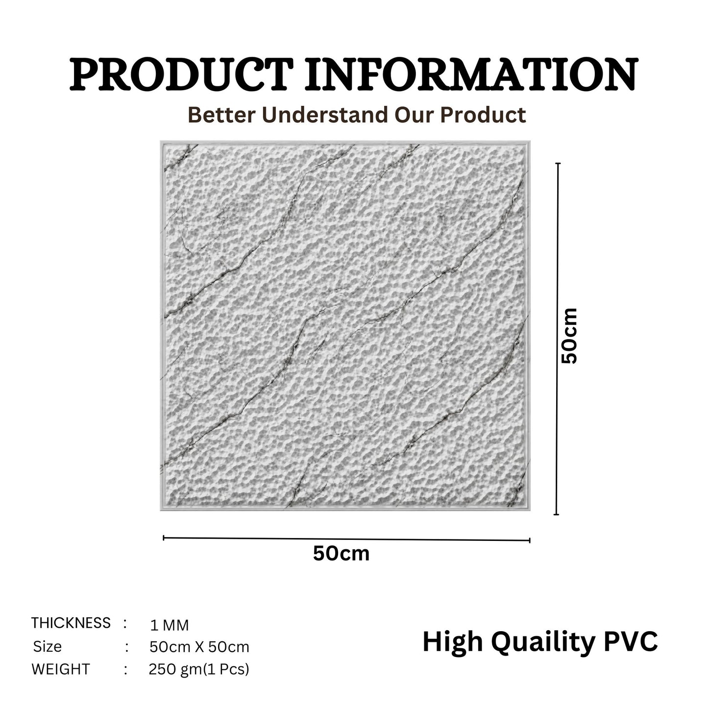 White Marble Self Adhesive PVC wall Panels Textured Design
