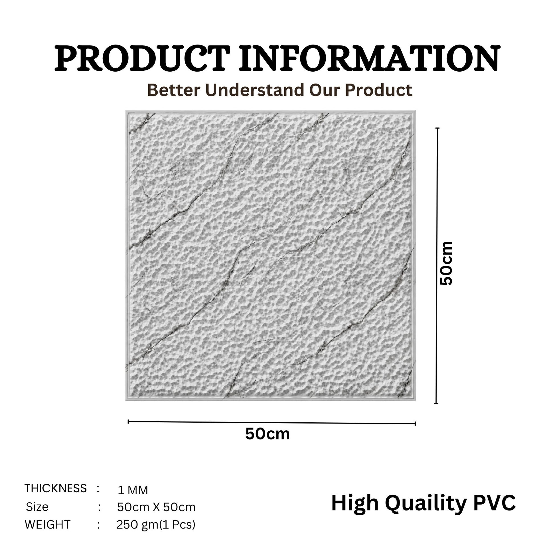 White Marble Self Adhesive PVC wall Panels Textured Design
