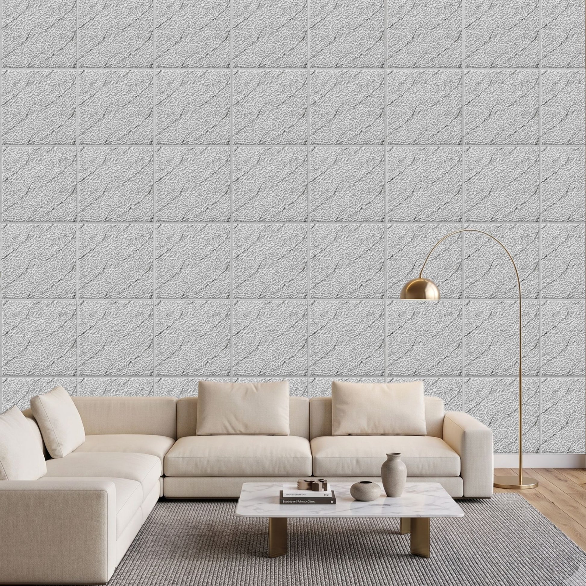 White Marble Self Adhesive PVC wall Panels Textured Design
