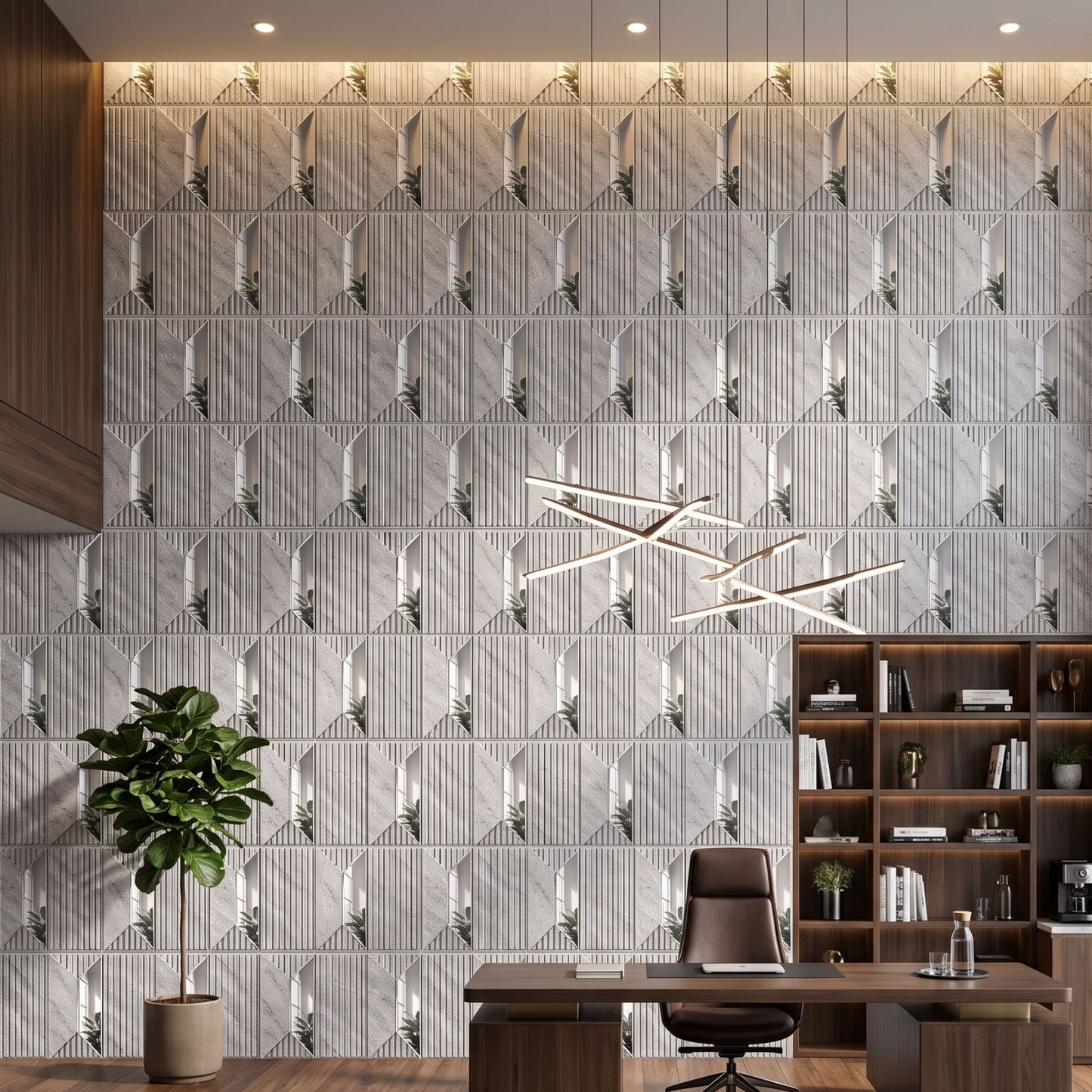 White Marble Silver Artisan Design Acrylic 3D Wall Panel-1