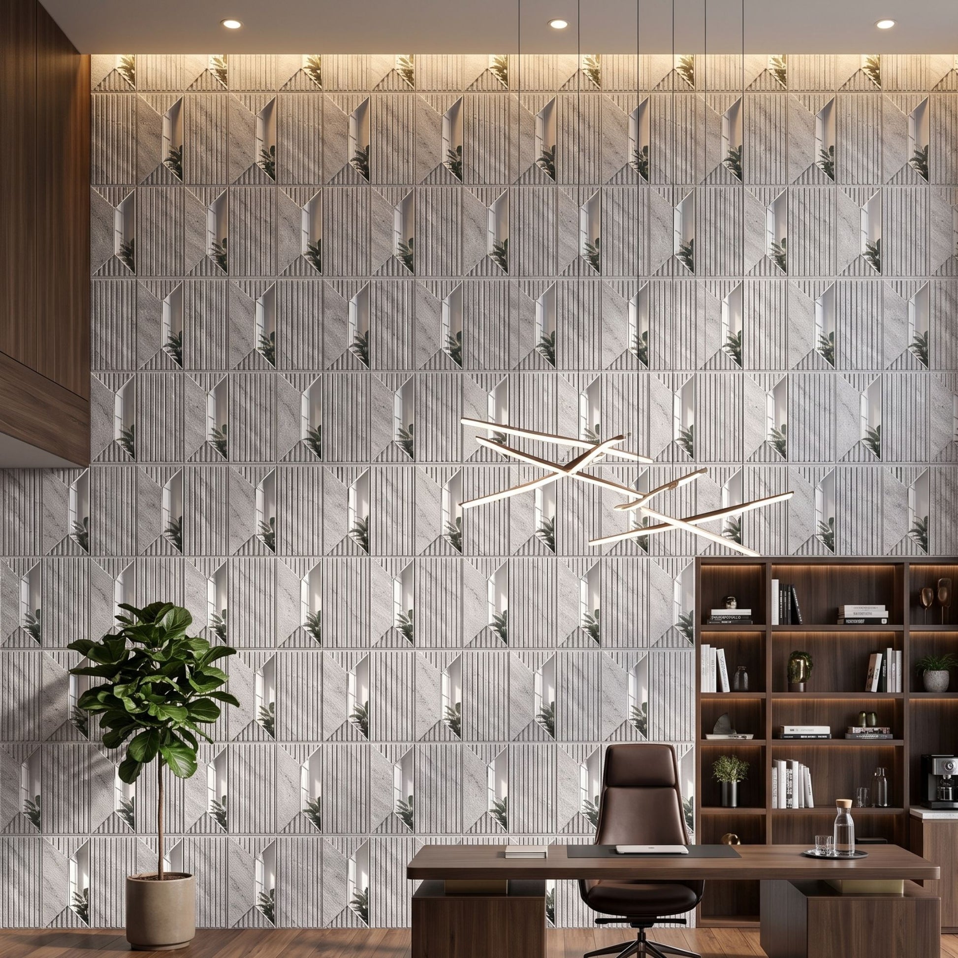 White Marble Silver Artisan Design Acrylic 3D Wall Panel-1