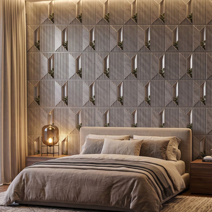 White Marble Silver Artisan Design Acrylic 3D Wall Panel-3