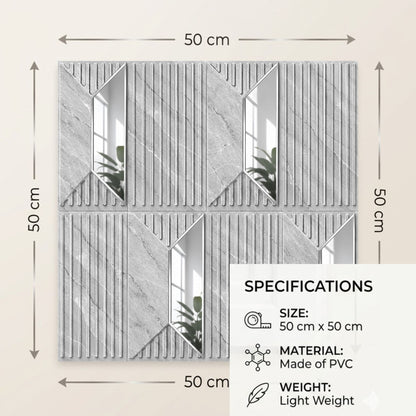 White Marble Silver Artisan Design Acrylic 3D Wall Panel-6
