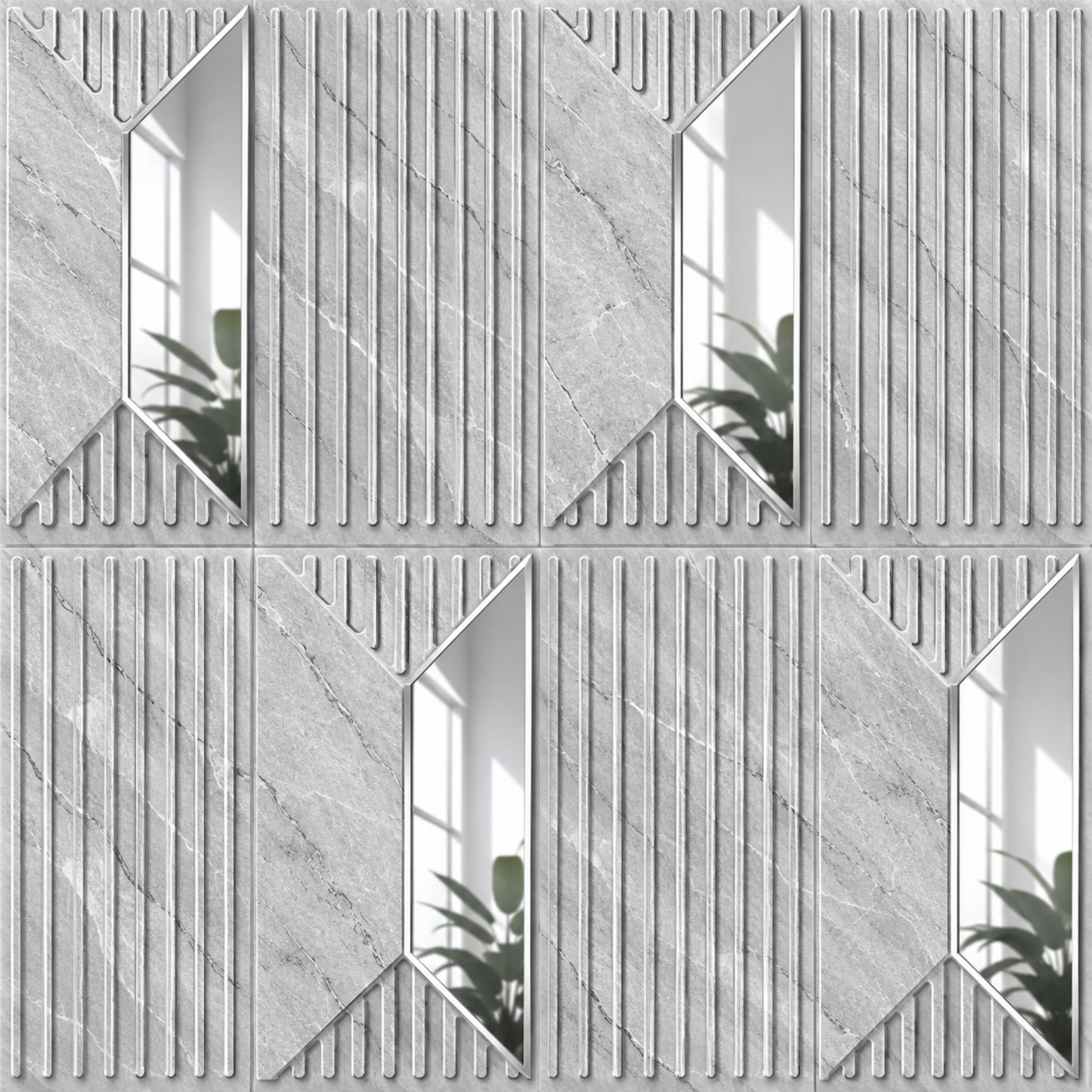 White Marble Silver Artisan Design Acrylic 3D Wall Panel