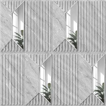 White Marble Silver Artisan Design Acrylic 3D Wall Panel