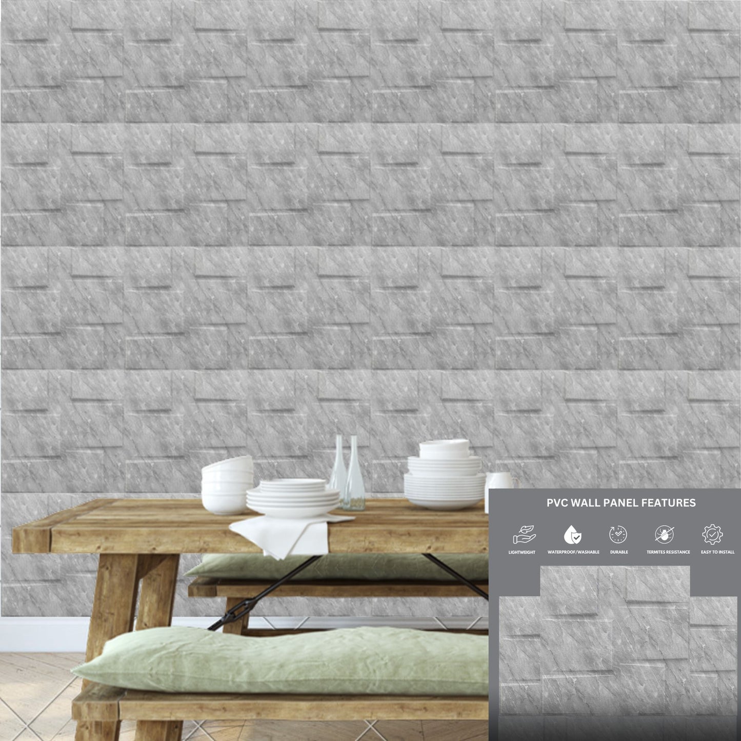 White Marble Stream Design 3D Wall Panel-2