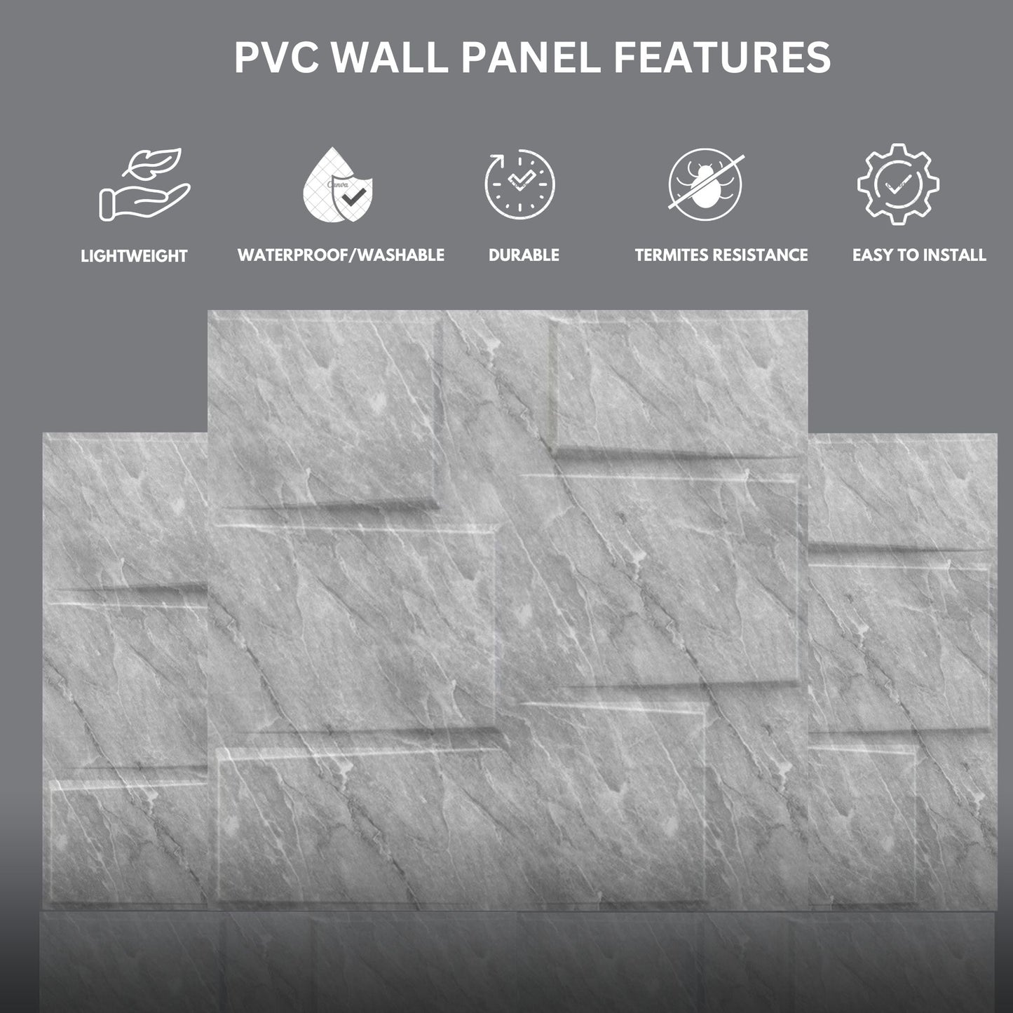 White Marble Stream Design 3D Wall Panel-3