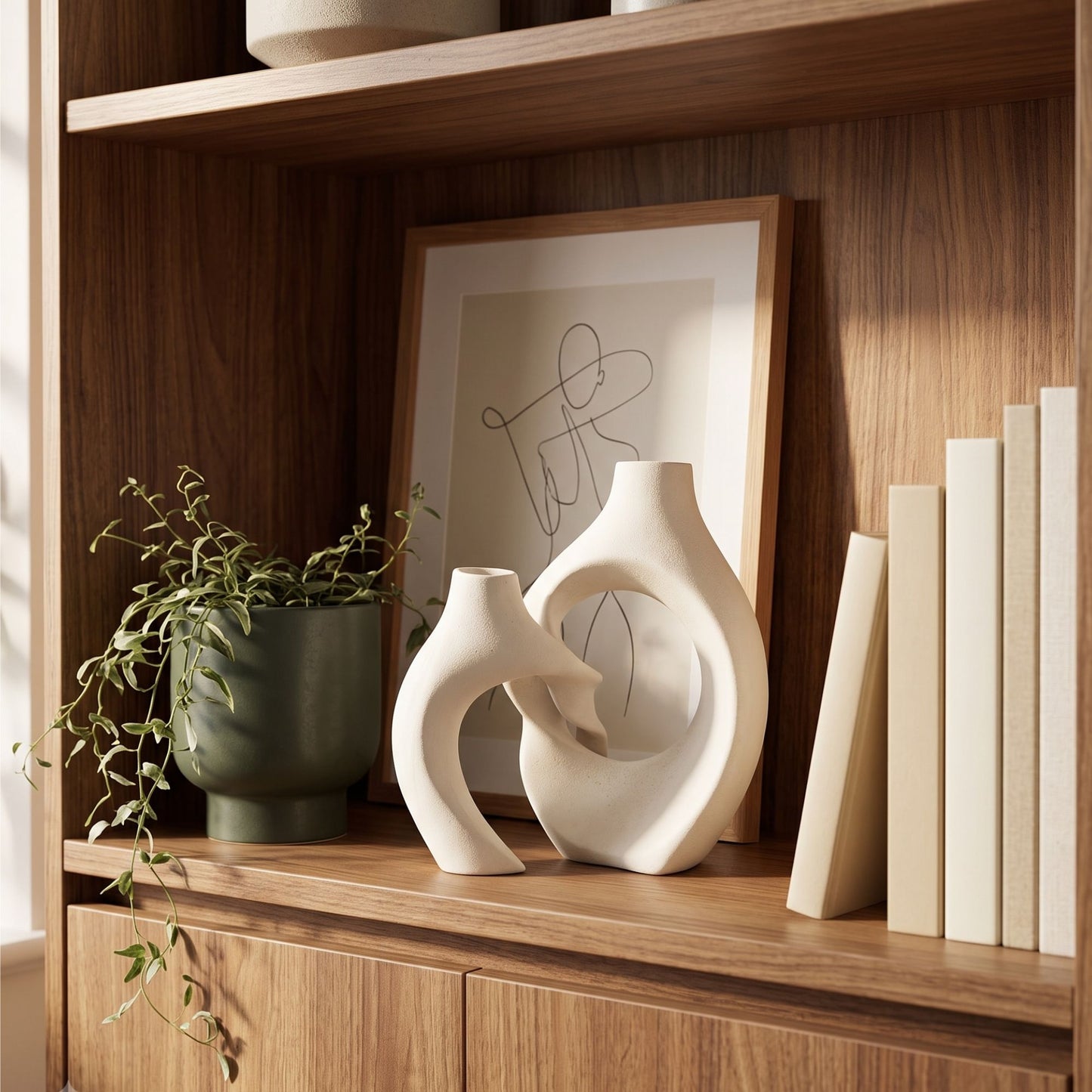 White Modern Abstract Decorative Vase Set for Home Decor-2