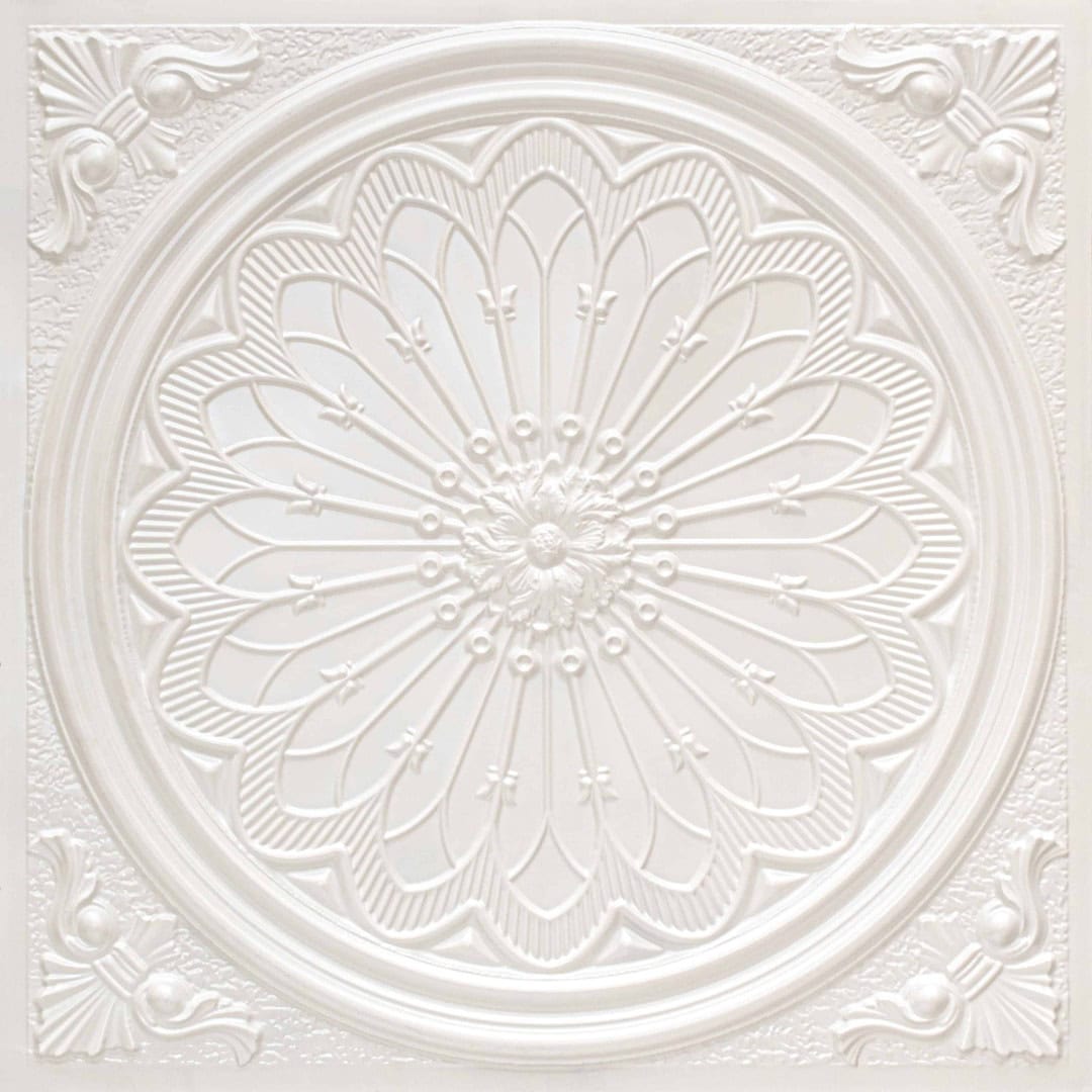 White Pearl Color Grand Dahlia Design PVC Ceiling Panel