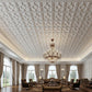 White Regal Medallion Design 3D PVC Ceiling Panel Living Room View