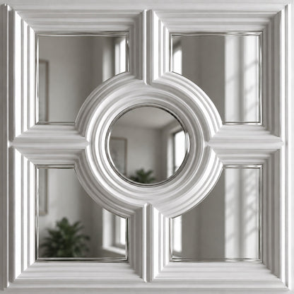 White Regal Medallion Design With 5 Side Silver Mirror