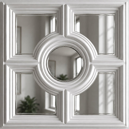 White Regal Medallion Design With 5 Side Silver Mirror