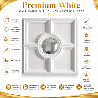 White Regal Medallion Design With Silver Mirror-1