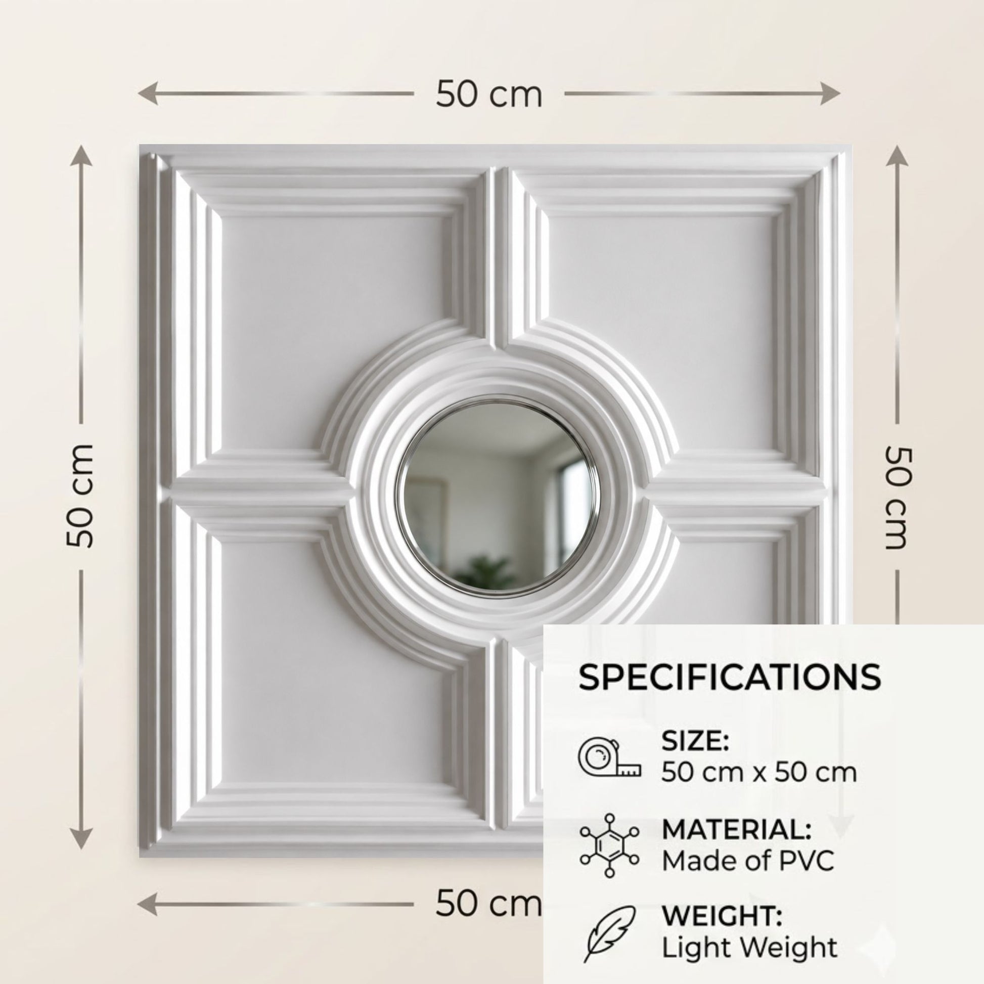White Regal Medallion Design With Silver Mirror-2
