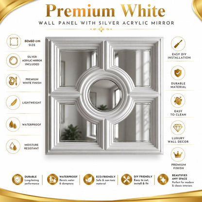 White Regal Medallion Design With Silver Mirror-3