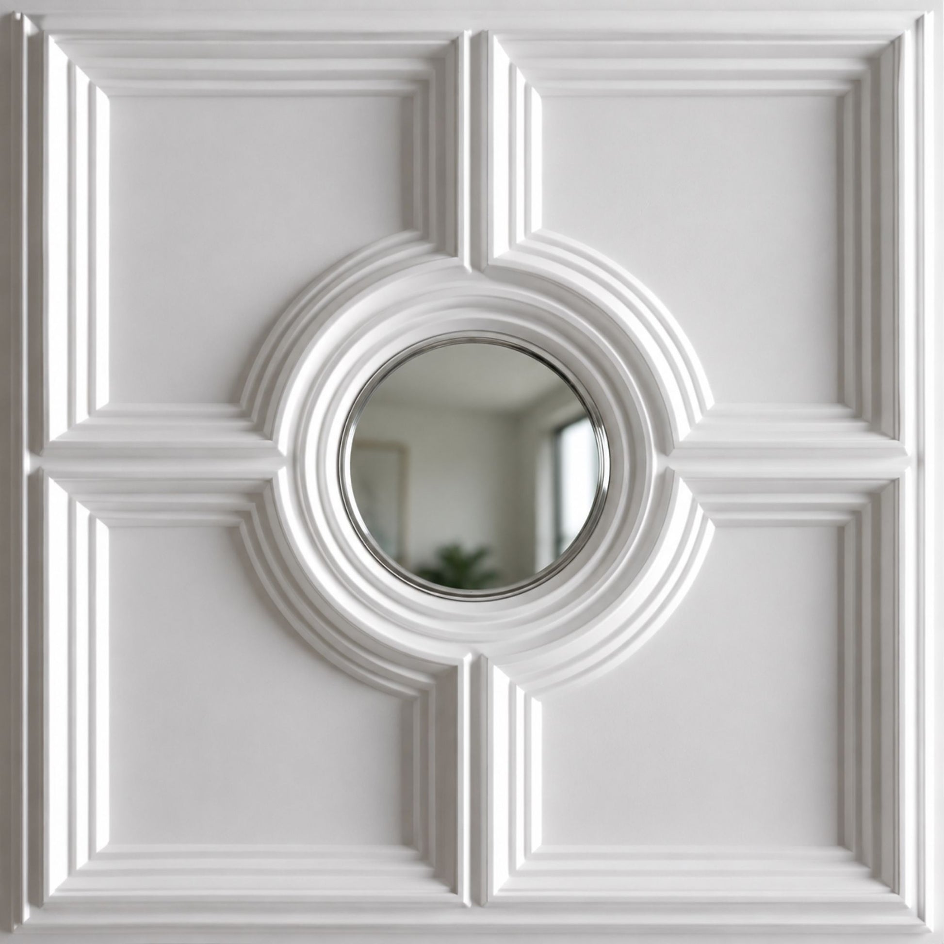 White Regal Medallion Design With Silver Mirror