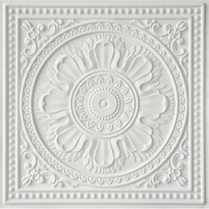 White Regal Ornate Design 3D PVC Ceiling Panel Front View