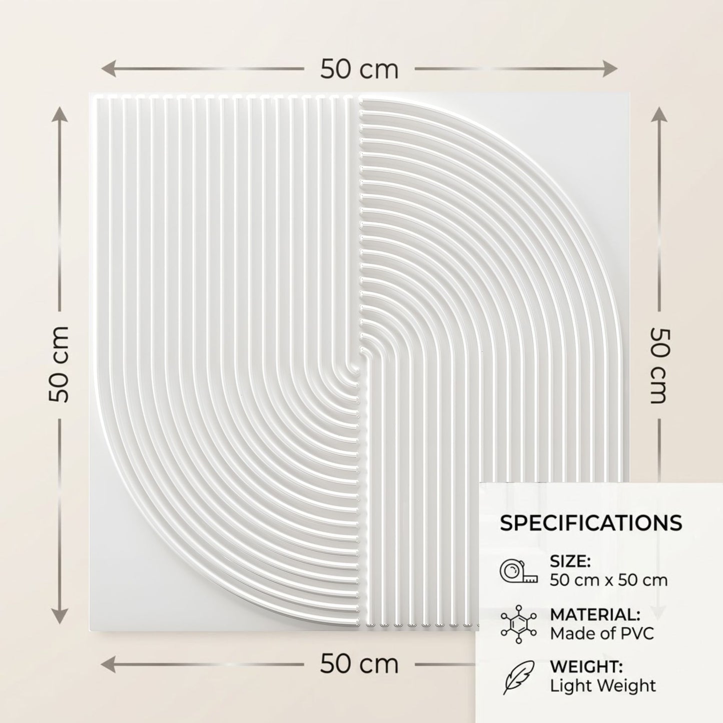 White Self Adhesive 3D Panels Curve Design
