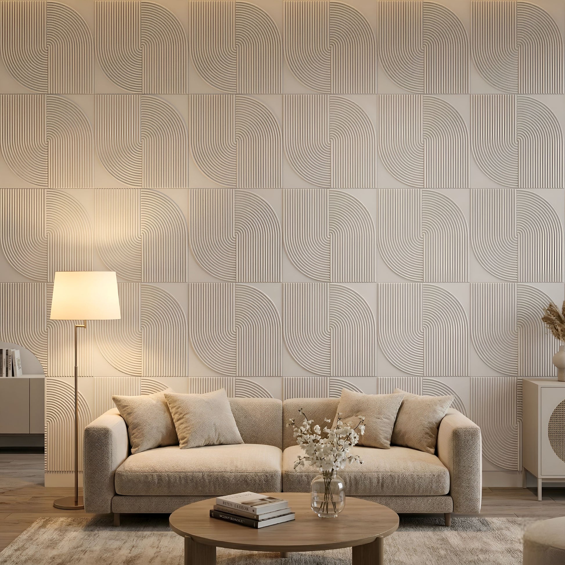 White Self Adhesive 3D Panels Curve Design