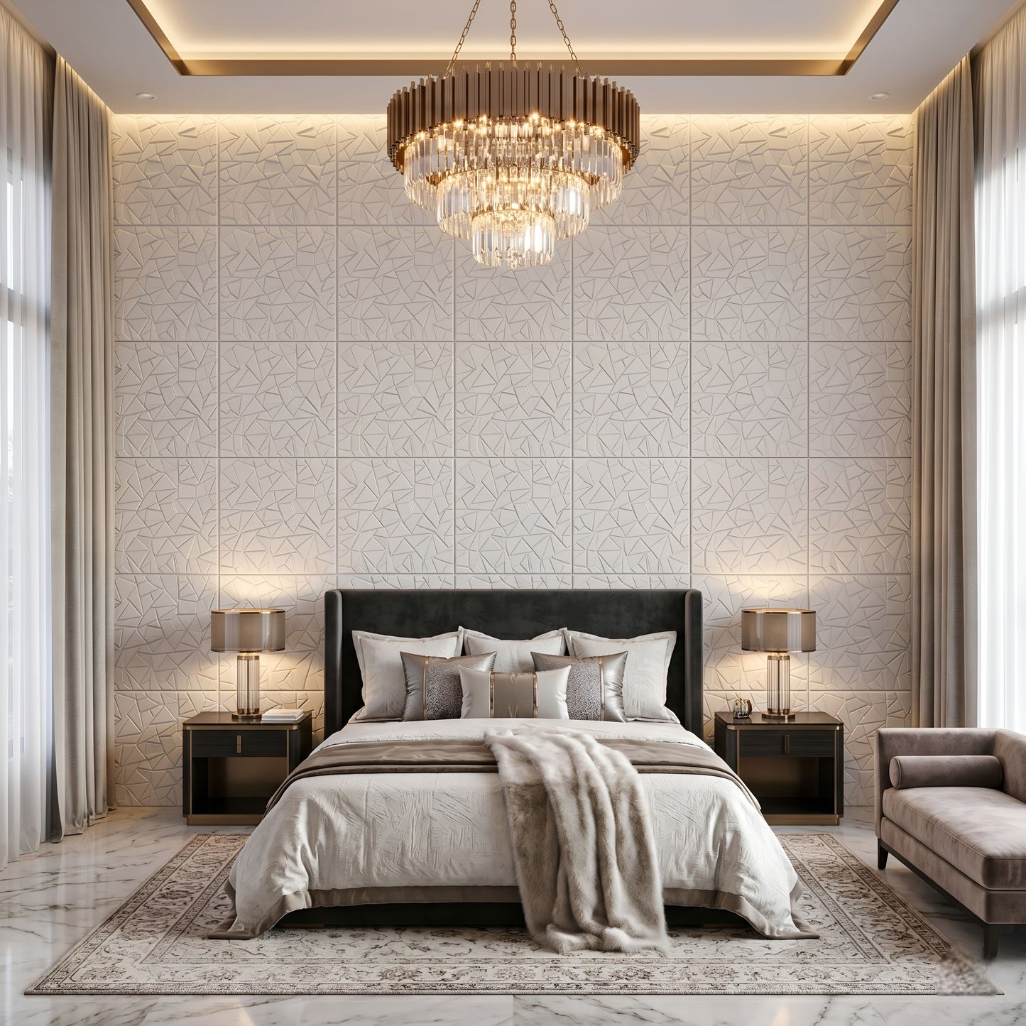 White Self Adhesive 3D Panels Triangle Design