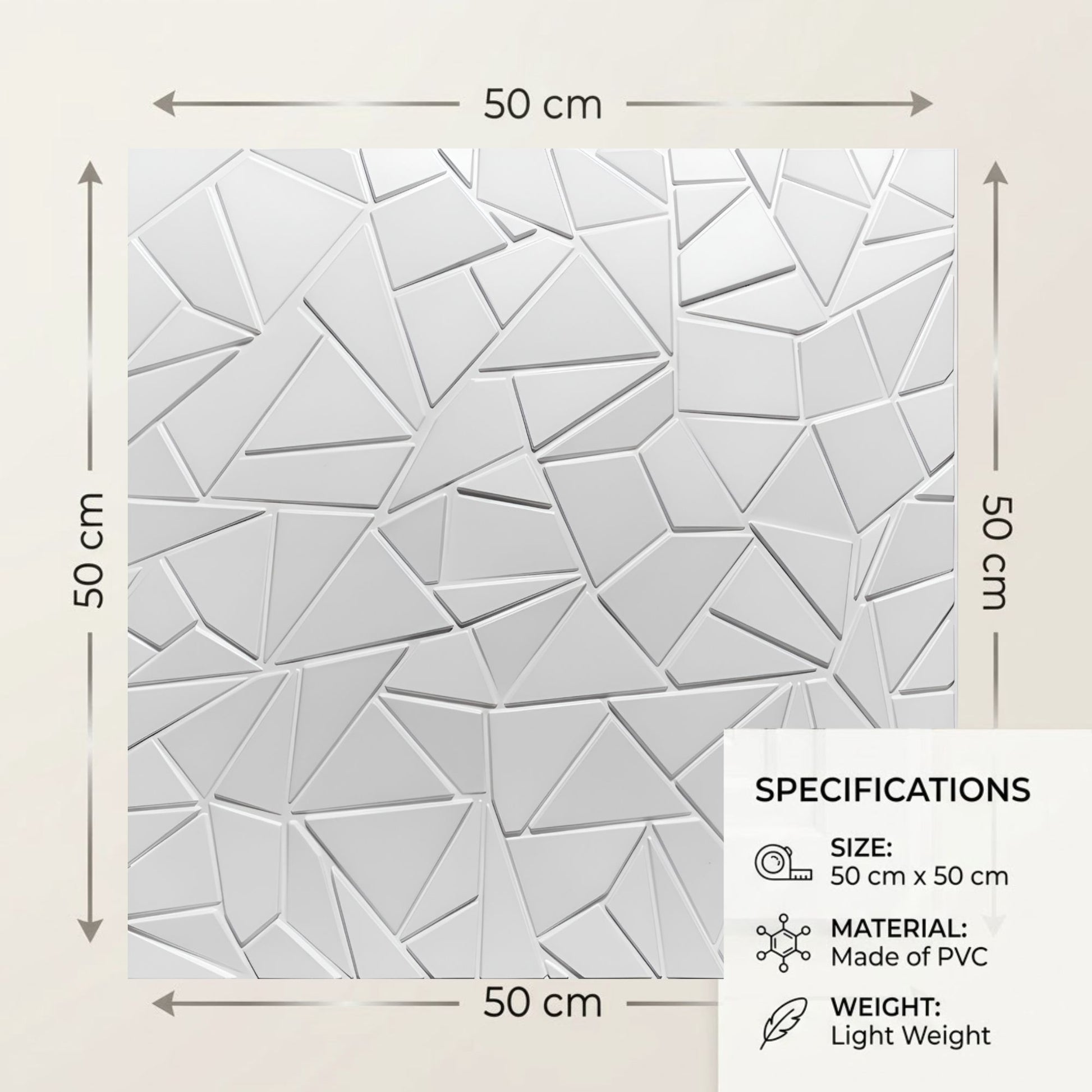 White Self Adhesive 3D Panels Triangle Design