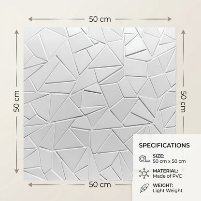 Matt White Self Adhesive 3D Panels Triangle Design