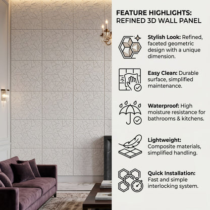 Matt White Self Adhesive 3D Panels Triangle Design