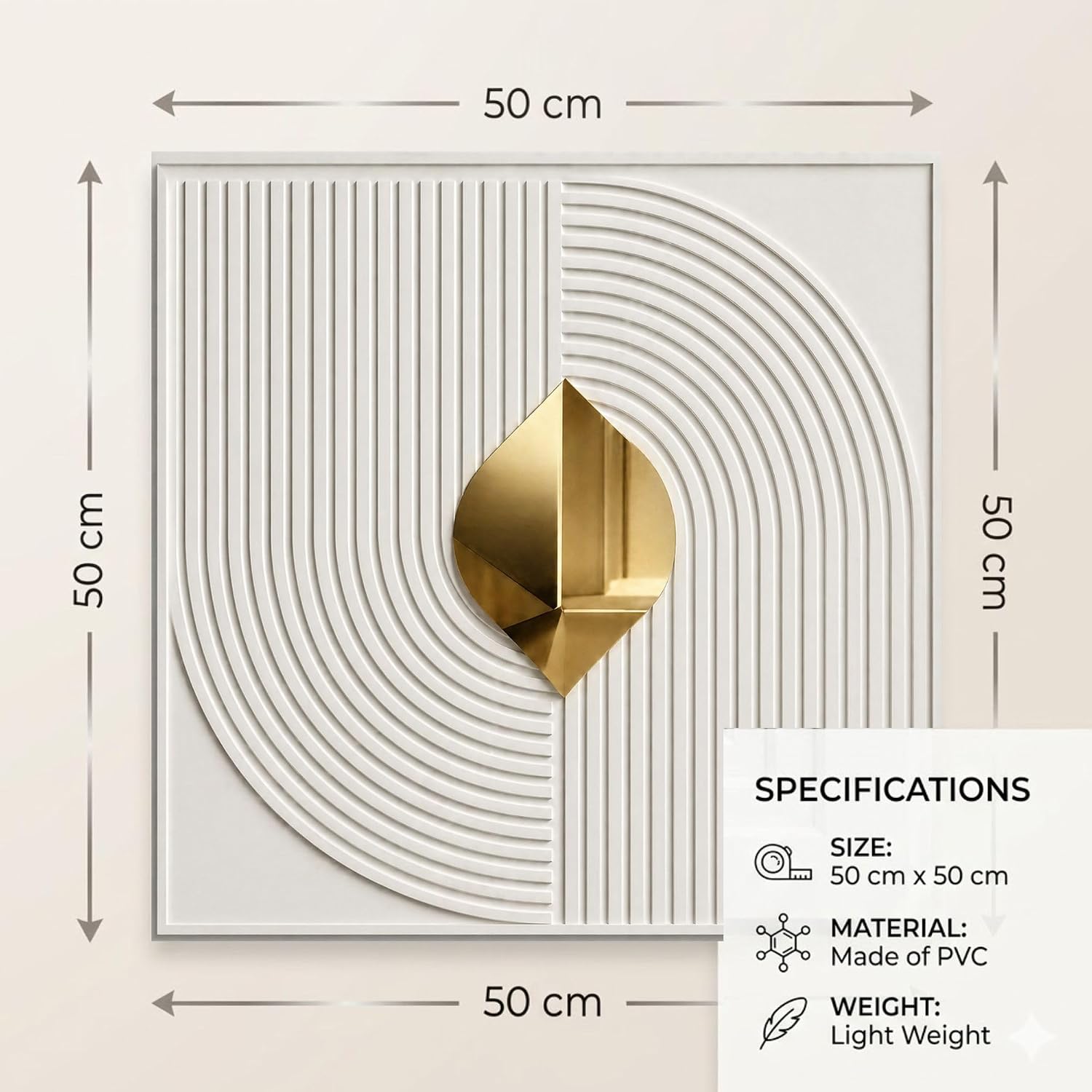 White - Silver Self Adhesive PVC wall Panels Fluted Circle Design
