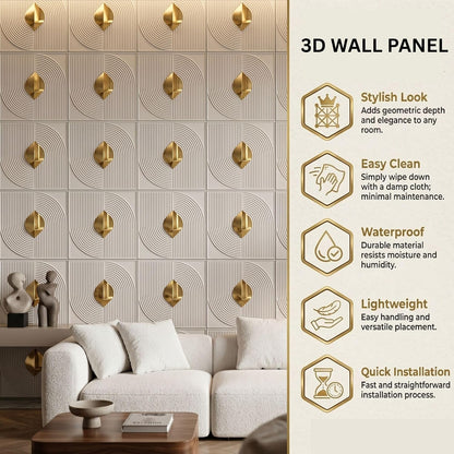 White - Silver Self Adhesive PVC wall Panels Fluted Circle Design

